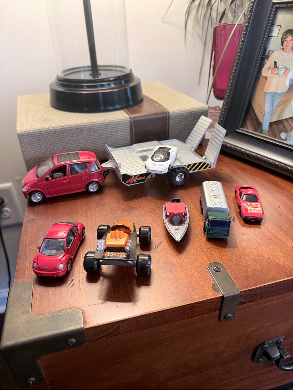 Lot of Toy Cars, boat, SUV and trailer Assorted Mini Vehicles